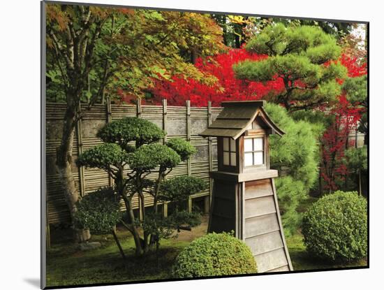 Portland Japanese Garden in Autumn with Fire Hydrant, Portland, Oregon, USA-Michel Hersen-Mounted Premium Photographic Print