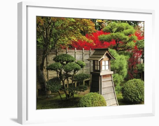 Portland Japanese Garden in Autumn with Fire Hydrant, Portland, Oregon, USA-Michel Hersen-Framed Photographic Print