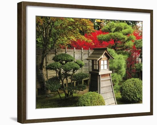 Portland Japanese Garden in Autumn with Fire Hydrant, Portland, Oregon, USA-Michel Hersen-Framed Photographic Print