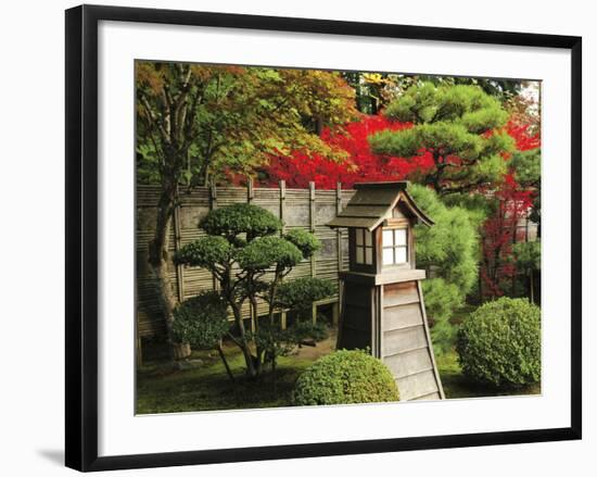 Portland Japanese Garden in Autumn with Fire Hydrant, Portland, Oregon, USA-Michel Hersen-Framed Photographic Print