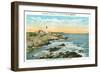 Portland, Maine - Casco Bay View of the Portland Head Lighthouse-Lantern Press-Framed Art Print