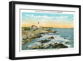 Portland, Maine - Casco Bay View of the Portland Head Lighthouse-Lantern Press-Framed Art Print