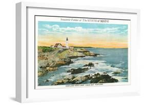 Portland, Maine - Casco Bay View of the Portland Head Lighthouse-Lantern Press-Framed Art Print