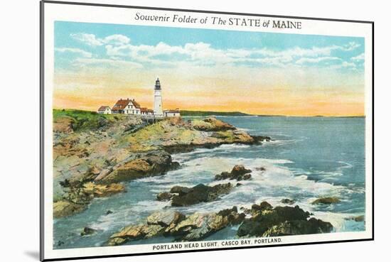 Portland, Maine - Casco Bay View of the Portland Head Lighthouse-Lantern Press-Mounted Art Print