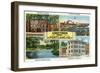 Portland, Maine - Greetings From with Scenic Views-Lantern Press-Framed Art Print