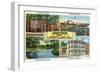 Portland, Maine - Greetings From with Scenic Views-Lantern Press-Framed Art Print