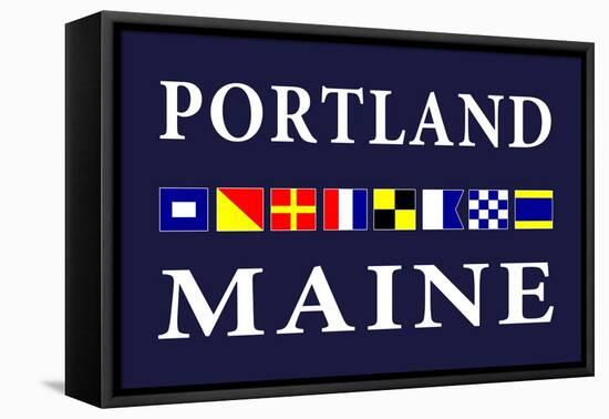 Portland, Maine - Nautical Flags-Lantern Press-Framed Stretched Canvas