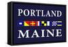 Portland, Maine - Nautical Flags-Lantern Press-Framed Stretched Canvas