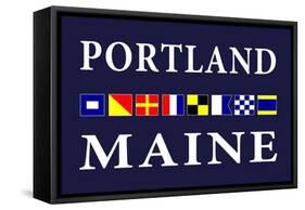 Portland, Maine - Nautical Flags-Lantern Press-Framed Stretched Canvas