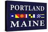 Portland, Maine - Nautical Flags-Lantern Press-Stretched Canvas