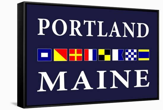 Portland, Maine - Nautical Flags-Lantern Press-Framed Stretched Canvas