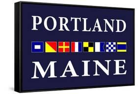 Portland, Maine - Nautical Flags-Lantern Press-Framed Stretched Canvas