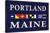 Portland, Maine - Nautical Flags-Lantern Press-Stretched Canvas