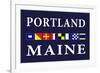 Portland, Maine - Nautical Flags-Lantern Press-Framed Art Print