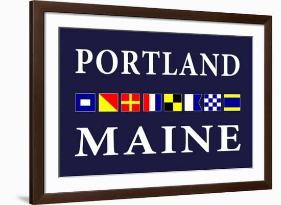 Portland, Maine - Nautical Flags-Lantern Press-Framed Art Print