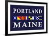 Portland, Maine - Nautical Flags-Lantern Press-Framed Art Print