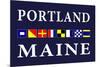 Portland, Maine - Nautical Flags-Lantern Press-Mounted Art Print