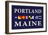 Portland, Maine - Nautical Flags-Lantern Press-Framed Art Print