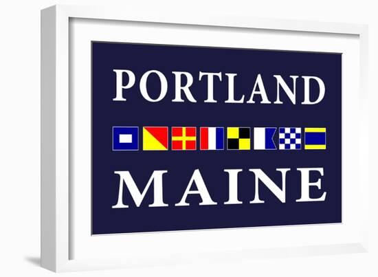 Portland, Maine - Nautical Flags-Lantern Press-Framed Art Print