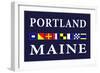 Portland, Maine - Nautical Flags-Lantern Press-Framed Art Print