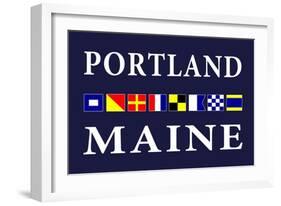 Portland, Maine - Nautical Flags-Lantern Press-Framed Art Print