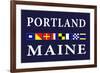 Portland, Maine - Nautical Flags-Lantern Press-Framed Premium Giclee Print