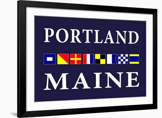Portland, Maine - Nautical Flags-Lantern Press-Framed Premium Giclee Print