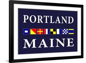 Portland, Maine - Nautical Flags-Lantern Press-Framed Premium Giclee Print