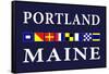 Portland, Maine - Nautical Flags-Lantern Press-Framed Stretched Canvas