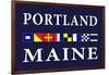 Portland, Maine - Nautical Flags-Lantern Press-Framed Art Print