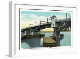 Portland, Maine - Portland Bridge Cantilever Draw and Operations House View-Lantern Press-Framed Art Print