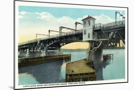 Portland, Maine - Portland Bridge Cantilever Draw and Operations House View-Lantern Press-Mounted Art Print