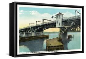 Portland, Maine - Portland Bridge Cantilever Draw and Operations House View-Lantern Press-Framed Stretched Canvas