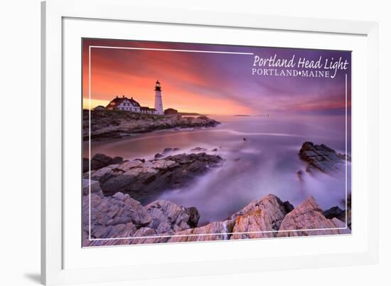 Portland, Maine - Portland Head Light-Lantern Press-Framed Premium Giclee Print