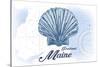 Portland, Maine - Scallop Shell - Blue - Coastal Icon-Lantern Press-Stretched Canvas