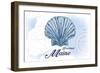 Portland, Maine - Scallop Shell - Blue - Coastal Icon-Lantern Press-Framed Art Print