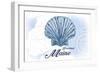 Portland, Maine - Scallop Shell - Blue - Coastal Icon-Lantern Press-Framed Art Print