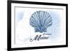 Portland, Maine - Scallop Shell - Blue - Coastal Icon-Lantern Press-Framed Art Print