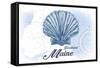 Portland, Maine - Scallop Shell - Blue - Coastal Icon-Lantern Press-Framed Stretched Canvas