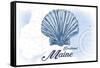 Portland, Maine - Scallop Shell - Blue - Coastal Icon-Lantern Press-Framed Stretched Canvas