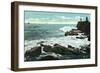 Portland, Maine - Scenic View of Cape Cottage of the Rocky Shore-Lantern Press-Framed Art Print