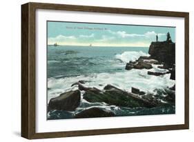 Portland, Maine - Scenic View of Cape Cottage of the Rocky Shore-Lantern Press-Framed Art Print