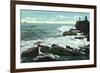 Portland, Maine - Scenic View of Cape Cottage of the Rocky Shore-Lantern Press-Framed Premium Giclee Print