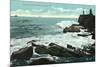 Portland, Maine - Scenic View of Cape Cottage of the Rocky Shore-Lantern Press-Mounted Premium Giclee Print