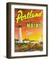 Portland, Maine - The Playground Metropolis, View of a Plane and Lighthouse-Lantern Press-Framed Art Print