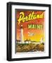 Portland, Maine - The Playground Metropolis, View of a Plane and Lighthouse-Lantern Press-Framed Art Print