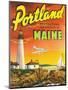 Portland, Maine - The Playground Metropolis, View of a Plane and Lighthouse-Lantern Press-Mounted Art Print