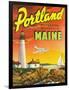 Portland, Maine - The Playground Metropolis, View of a Plane and Lighthouse-Lantern Press-Framed Art Print