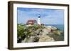 Portland, Maine, USA Famous Head Light lighthouse on rocky cliff.-Bill Bachmann-Framed Photographic Print