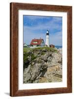 Portland, Maine, USA Famous Head Light lighthouse on rocky cliff.-Bill Bachmann-Framed Photographic Print